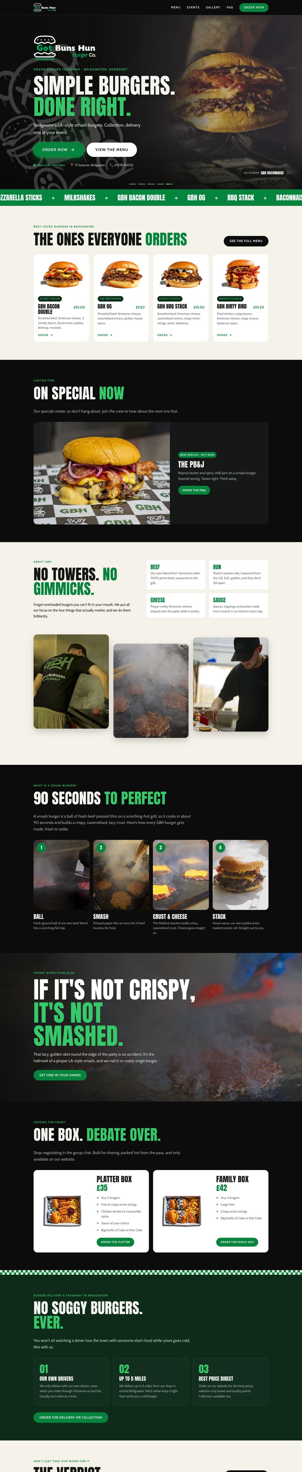 Got Buns Hun website on a desktop