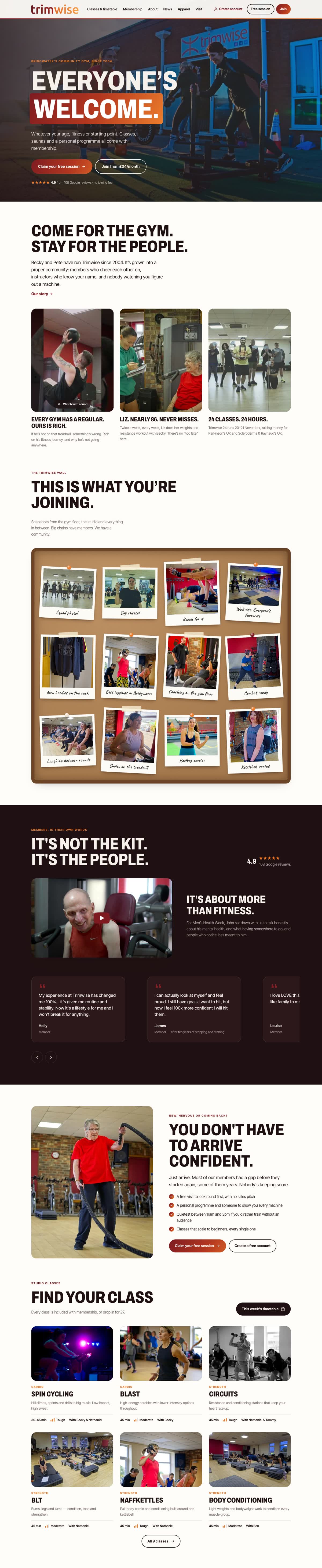 Trimwise Fitness website on a desktop